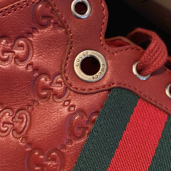 GUCCI GUCCISSIMA TRAINERS SIZE 9 OR 43 EURO FITS LIKE 9.5-10 BURNT RED COLOR - Picture 11 of 14